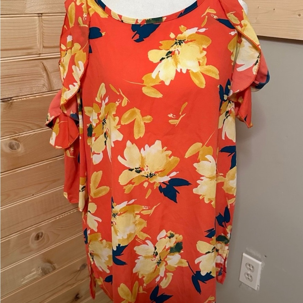 Floral Ruffle open shoulder blouse